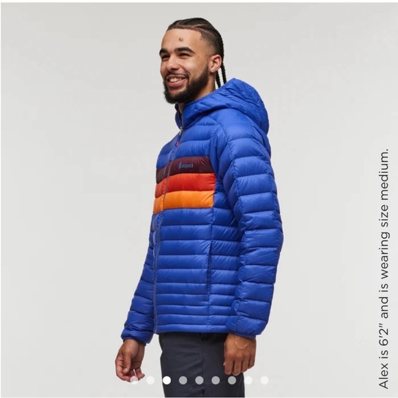 Cotopaxi Men’s XXL Fuego Hooded Down Puffer Jacket Blue Violet Stripes NWT - Picture 9 of 14